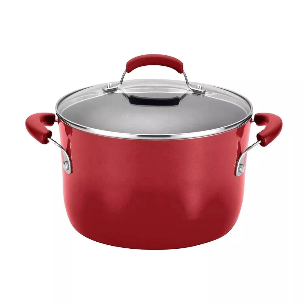 Amazon Top Seller 2022 Pots and Pans Non-Stick Aluminum Red Color Casserole Custom New Home Kitchen Cookware Soup Pot with Induction Bottom