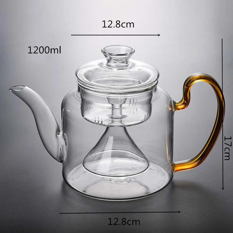 Large Capacity Full Glass Steam Tea Pot Electric Tea Cooker Thickened Glass Tea Pot and Kettle Tea Set Hotel Tea Pot