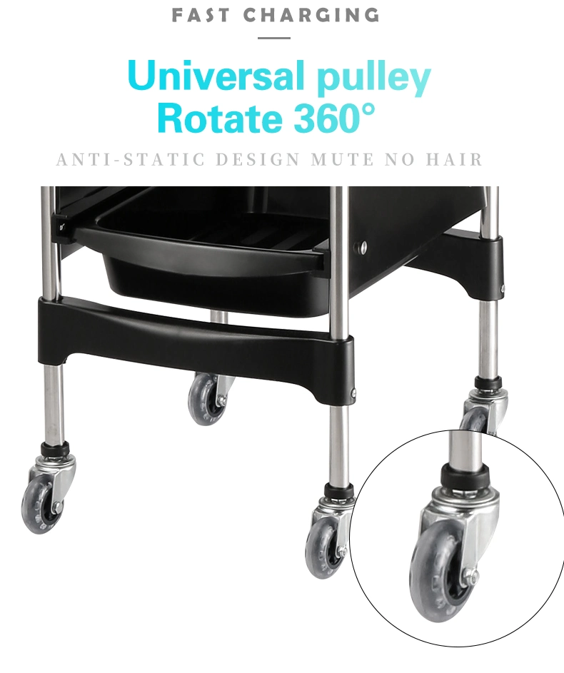 Salon Trolley Rolling Wheels Salon Tray Hair Salon Service Instrument Trolley Stand with 4 Casters Hair Cart