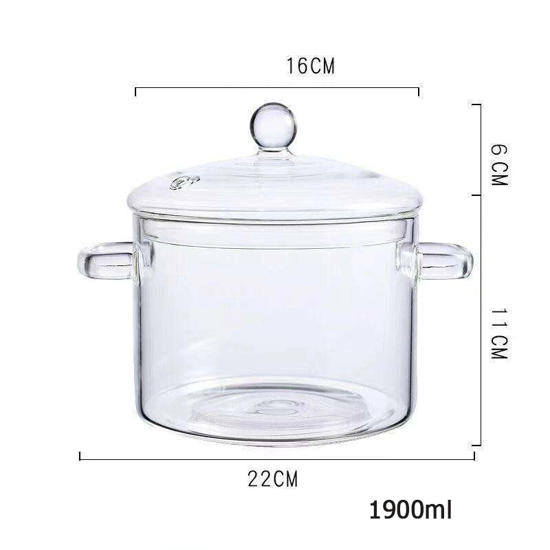 Heat Resistant and Big Borosilicate Glass Cooking Pot with Lid Soup Clear Glass Cooking Pot