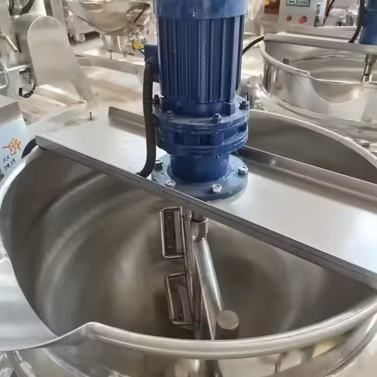 Kippbarer Industrie-Dampfautomatischer Planetenrührtopf aus Edelstahl mit Mantel und Mixer