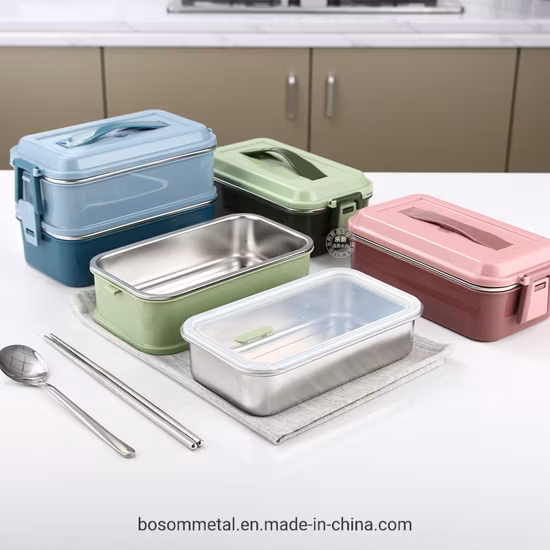Stapelbarer Thermo-Lebensmittelbehälter aus Edelstahl, Bento-Lunchbox